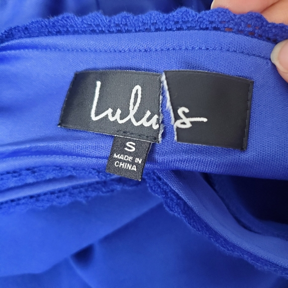 NEW | Lulu's | Blue " Serena " Bodycon Short Sleeve Open Back Dress - Picture 11 of 12